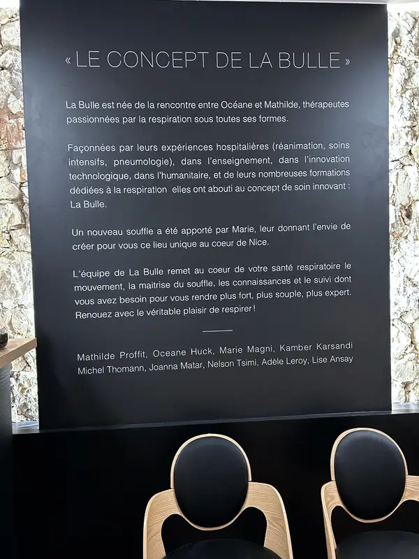 Le concept de La Bulle, écrit sur le mur de l'accueil