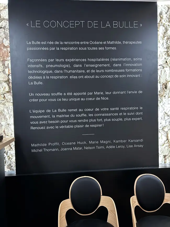 Le concept de La Bulle, écrit sur le mur de l'accueil